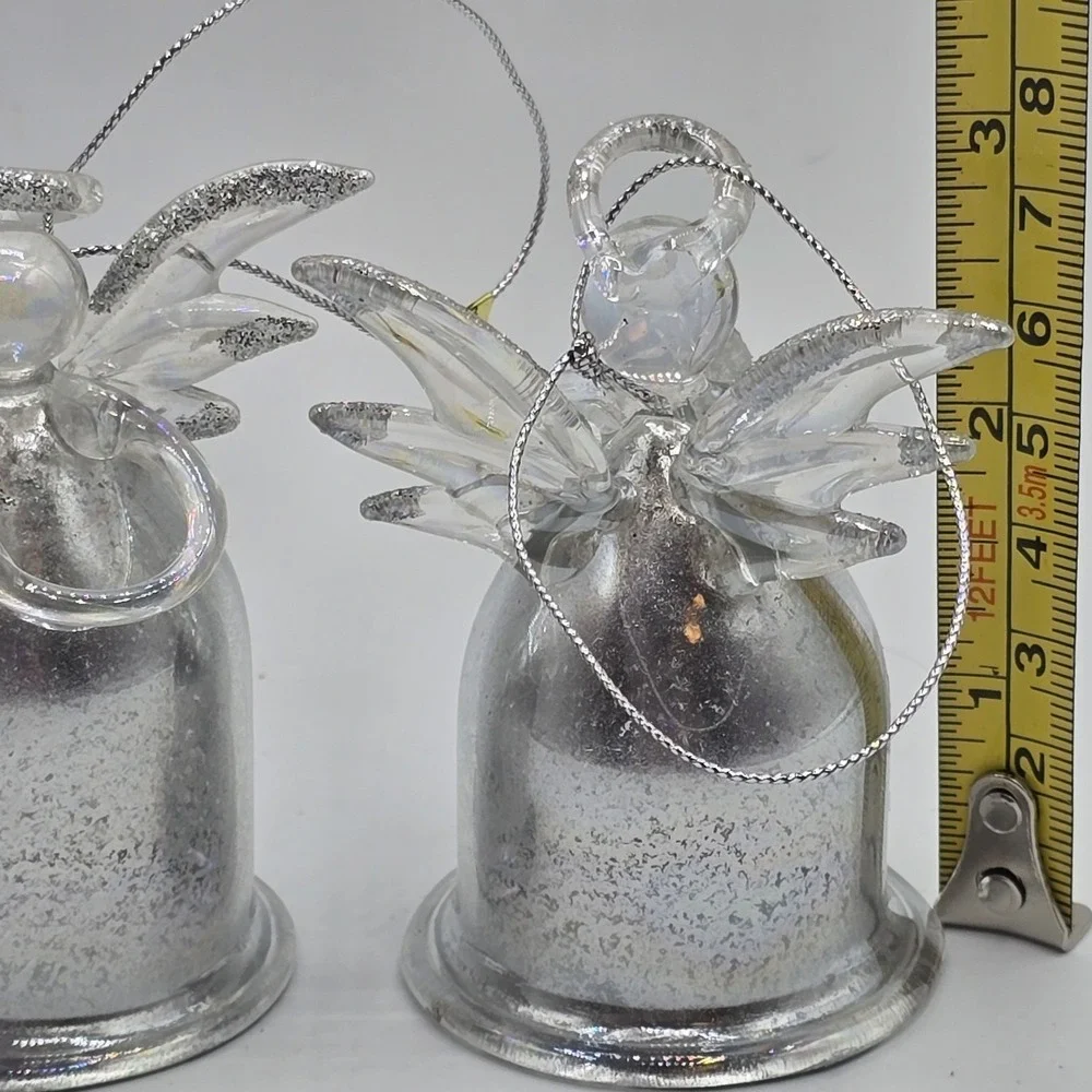 Vintage Glass Angel Ornaments Hand Blown Glass‎ Christmas Ornaments Set Of 2